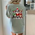 Boston Terrier Christmas Dogs Santa Reindeer Elf Women's Comfort Colors T-Shirt Back Print Bay
