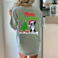 Boston Terrier Christmas Tree Lights Xmas Dog Lover Women's Comfort Colors T-Shirt Back Print Bay