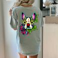 Boston Terrier In Day Of The Dead Sugar Skull Dog Women's Comfort Colors T-Shirt Back Print Bay