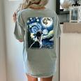 Boston Terrier Dog Art Van Gogh Starry Night Boston Terrier Women's Comfort Colors T-Shirt Back Print Bay