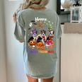 Boston Terrier Dog Christmas Happy Hallothankmas Halloween For Men Women Kids Women's Comfort Colors T-Shirt Back Print Bay