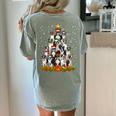 Boston Terrier Dog Christmas Tree Santa Hat Xmas Pajama Men Women Kids Women's Comfort Colors T-Shirt Back Print Bay