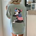 Boston Terrier Dog Merica 4th Of July Usa American Flag Men Women's Comfort Colors T-Shirt Back Print Bay