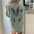 Boston Terrier Dog Raising Paw Idea Men Women Women's Comfort Colors T-Shirt Back Print Bay