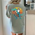 Boston Terrier Dog Riding Dinosaur T Rex Boys Women's Comfort Colors T-Shirt Back Print Bay