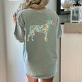 Boston Terrier Flower Silhouette Floral Dog Men Women Girls Kids Women's Comfort Colors T-Shirt Back Print Bay