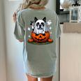 Boston Terrier Ghost Boo Halloween Kids Women's Comfort Colors T-Shirt Back Print Bay