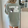 Boston Terrier Lover Coffee And Boston Terriers Women's Comfort Colors T-Shirt Back Print Bay