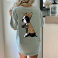 Boston Terrier Lover I Love Mom Tattoo Leopard Women's Comfort Colors T-Shirt Back Print Bay