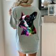 Boston Terrier Lovers Colorful Pop Art Boston Terrier Women's Comfort Colors T-Shirt Back Print Bay