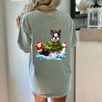 Boston Terrier Merry Christmas Tree Lights Dog X-Mas Dogs Women's Comfort Colors T-Shirt Back Print Bay