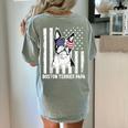 Boston Terrier Papa Cool Dog Lover USA American Flag Men Women Women's Comfort Colors T-Shirt Back Print Bay