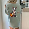 Boston Terrier Playing Guitar Boston Terrier Women's Comfort Colors T-Shirt Back Print Bay