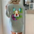 Boston Terrier In Red Day Of The Dead Sugar Skull Dog Women's Comfort Colors T-Shirt Back Print Bay