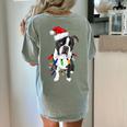 Boston Terrier Santa Christmas Lights Xmas Dog Lover Men Women Kids Women's Comfort Colors T-Shirt Back Print Bay