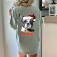 Boston Terrier Santa Claus Hat Merry Christmas Dog X-Mas Women's Comfort Colors T-Shirt Back Print Bay