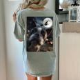 Boston Terrier Selfie Full Moon Flying Witch Halloween Dog Women's Comfort Colors T-Shirt Back Print Bay