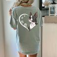 Boston Terrier Shirts For Women Girls Kids Heart Cute Women's Comfort Colors T-Shirt Back Print Bay