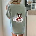 Boston Terrier In The Snow Merry Christmas Winter Women's Comfort Colors T-Shirt Back Print Bay