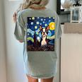 Boston Terrier Starry Night Van Gogh Art Women's Comfort Colors T-Shirt Back Print Bay