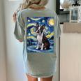Boston Terrier Van Gogh Starry Night Women's Comfort Colors T-Shirt Back Print Bay