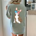 Brindle Boston Terrier Dog Patriotic Shirt USA Flag Women's Comfort Colors T-Shirt Back Print Bay