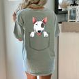 Bull Terrier Pocket Bull Terrier Peeking Out Pocket Women's Comfort Colors T-Shirt Back Print Bay
