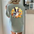 Cute Boston Terrier Spring Flower Garden Colorful Puppy Dog Women's Comfort Colors T-Shirt Back Print Bay
