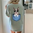 Cute Pocket Boston Terrier Lover Dog Mom Women's Comfort Colors T-Shirt Back Print Bay