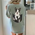 Dog Lovers Boston Terrier In Pocket Dog Face For Men Women Kids Women's Comfort Colors T-Shirt Back Print Bay