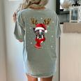 Family Matching Reindeer Xmas Boston Terrier Christmas Women's Comfort Colors T-Shirt Back Print Bay