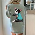 Father's Day Gift Dog Dad Boston Terrier i Love Dad Tattoo Women's Comfort Colors T-Shirt Back Print Bay
