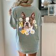Floral Boston Terrier Women's Comfort Colors T-Shirt Back Print Bay