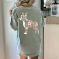 Floral FLower Boston Terrier Mom Grandma Women's Comfort Colors T-Shirt Back Print Bay