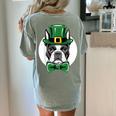 Green Boston Terrier Shamrock St Patricks Day Boston Terrier Women's Comfort Colors T-Shirt Back Print Bay
