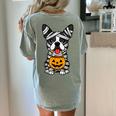 Halloween Dog Boston Terrier Mummy Costume Men Women Kids Women's Comfort Colors T-Shirt Back Print Bay