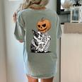 Halloween Skeleton Boston Terrier Women's Comfort Colors T-Shirt Back Print Bay