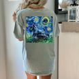 Scottish Terrier Starry Night Scotty Dog Art By Aja Women's Comfort Colors T-Shirt Back Print Bay