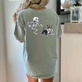 Skeleton Chasing Dog Boston Terrier Halloween Pet Lover Women's Comfort Colors T-Shirt Back Print Bay