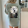 Spooky Halloween Moon Boston Terrier Boston Bull Bostie Women's Comfort Colors T-Shirt Back Print Bay