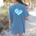 Bavarian Flag As Heart Blue Diamond Bavaria Women's Comfort Colors T-Shirt Back Print Blue Jean