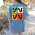 Bostie Dog Lover Boston Terrier With Sunglasses For Men Women Girls Kids Women's Comfort Colors T-Shirt Back Print Blue Jean