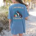 Boston Terrier American Gentleman Bibliophile Book Lover Women's Comfort Colors T-Shirt Back Print Blue Jean