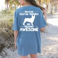 Boston Terrier Awesome Women's Comfort Colors T-Shirt Back Print Blue Jean