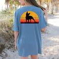 Boston Terrier Bostie Sunset Retro Dog Pet Mom Dad Women's Comfort Colors T-Shirt Back Print Blue Jean