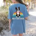 Boston Terrier Boston-Bulldog For Men Women Girls Kids Women's Comfort Colors T-Shirt Back Print Blue Jean