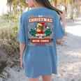 Boston Terrier My Christmas Spirit Dog Santa Claus X-Mas Women's Comfort Colors T-Shirt Back Print Blue Jean