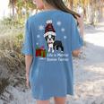 Boston Terrier Christmas T Shirt-Life Is Merrier Premium Tri-Blend Women's Comfort Colors T-Shirt Back Print Blue Jean