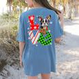 Boston Terrier Christmas Tree Lights Santa Dog Xmas For Men Women Kids Women's Comfort Colors T-Shirt Back Print Blue Jean