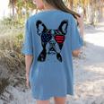 Boston Terrier Dog 4th July America USA Flag Men Women Kids Women's Comfort Colors T-Shirt Back Print Blue Jean